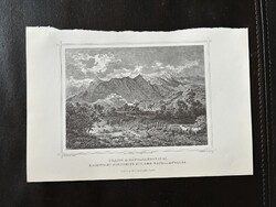 Brassó a Kápolnahegy felől - Hunfalvy - Rohbock acélmetszet, reprint, Erdély, Románia