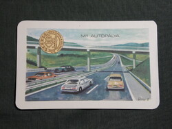 Kártyanaptár,MN,Védem Építem Hazámat,M 1 Autópálya,grafikai,1984,  (1)