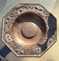 Barokk stílusú bronz / réz dísztál – PIACENZA városcímerrel Antik ( ritka )