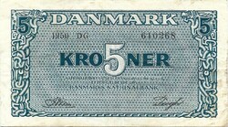 5 kroner korona 1950 Dánia