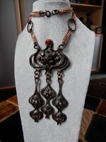 Large Relo Brutalist Bronzed Pendant on a Copper Necklace