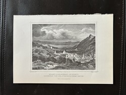 Brassó a délnyugati oldalról - Hunfalvy - Rohbock acélmetszet, reprint, Erdély, Románia