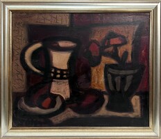 Tóth László (1926-2009) Csendélet - Képcsarnokos alkotás (60,5 x 70,5 cm) /számlát adunk hozzá/