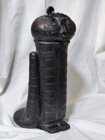 José Berlanga "Ülő macska"- Sitzende Katze¨ (schwarzer Glasur) 35 cm. Rtka ,gyüjtői kerámia