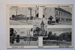 Szerencs-képeslap1940, S.Z. Szerencs kiadás, Várkastély-Cukorgyár-Járásbíróság