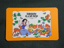 Kártyanaptár,MOKÉP,mozi,Walt Disney,Hófehérke és hét törpe rajzfilm,1984,  (1)