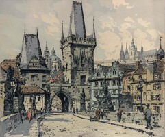 Hans Figura (1898-1978) Prága - csodálatos grafika osztrák művésztől /számlát adunk hozzá/