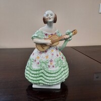 Jubileumi Herendi zöld virágo ruhás Déryné porcelán figura.