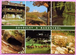 Bakony (Csesznek,Bakonybél,forrás )- retro mozaik képeslap   ~1980