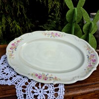Régi, nagy, porcelán virágos tálaló tál Carl Tielsch Altwasser 