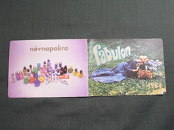 Kártyanaptár,Fabulon kozmetika,női modell,névnapos,1984,  (1)