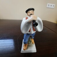 Herendi Lakodalmas furulyázó dudás paraszt, juhász porcelán figura