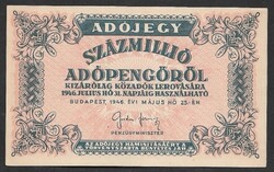 100 millió adópengő 1946 AUNC