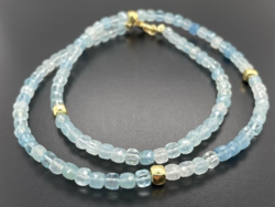 Aquamarine Necklace with Gold-Plated Silver Links. New