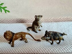 Antique Vienna Bronze Bergmann Miniature Figurines - Lion, Rat, Wild Boar Vienna 1800/1900