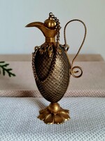 Antik gazdagon díszített réz arany színű parfümtartó mini kancsó "üvegcse" 1800'