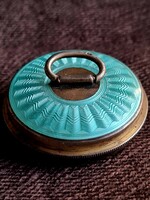 Cohen & Charles antik ezüst türkiz guilloché mini púderdoboz piperetartó szelence 1920'