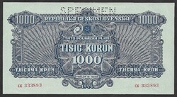 Specimen 1000 korona 1944 Csehszlovákia AUNC