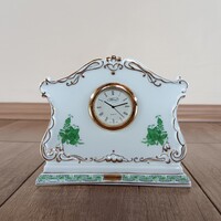Herendi Zöld Apponyi mintás porcelán asztali óra