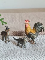 Antique Vienna Bronze Cold-Painted Miniature Cat, Deer, Rooster Figurines Vienna 1800/1900