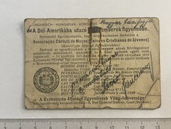 -AX172- Régi I. Vh-s Világháború Magyar Hadifogoly Kivándorló Igazolvány Amerika RITKA