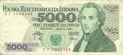 5000 zloty zlotych 1986 Lengyelország