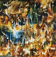 Baján Ildikó festmény 50 x 50 cm. A por alatt lüktető múlt. / Mezopotámia/