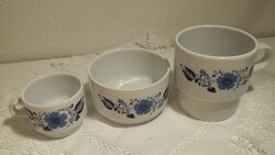 Alföldi porcelán kék Panni mintás csomag, bögre, unicsésze, kávés (mokkás) csésze