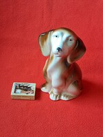 Nagy méretű, Lippelsdorfi (GDR) tacskó porcelán kutya figura