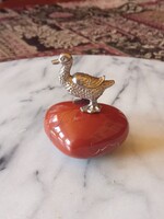 Miniatűr fém kacsa figura