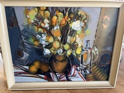 Dobrovits Ferenc: Csendélet – Reprezentatív, nagy olajfestmény (80x60)