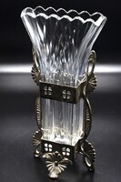 Francia Fémkosaras csiszolt üvegváza, 1900