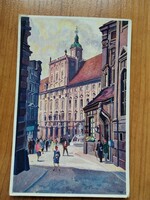 Régi képeslap, ma Lengyelország, Das schöne Breslau, Wroclaw, Universitat,Egyetem, postatiszta