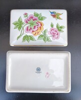 Hollóházi porcelán bonbonier / ékszertartó doboz - Hortenzia minta