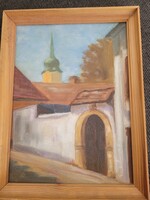 Bárczi fogadó. Olajfestmény vásznon. Szentendre.