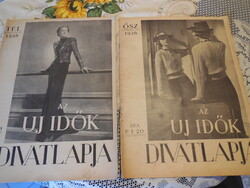Az  ÚJ IDŐK DIVATLAPJA  1936 . Ősz - Tél   2 db.