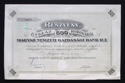 Magyar Nemzeti Gazdasági Bank részvény 500 korona 1922 - irredenta