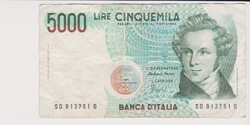 Olaszország 5000 líra 1985 VF
