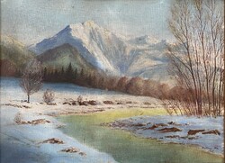 Zoltay Zehrer József: Alpesi tájkép - olaj, vászon (1957)