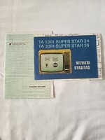 2 db Videoton TV kezelési utasítás Super star + számla