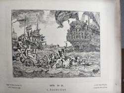Ludolf Bakhuizen – tengeri jelenet hadihajóval (1879) – antik grafika