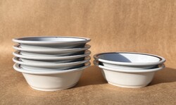 Retro Alföldi porcelán Uniset kék csíkos kompótos kis tál tálka 7 db
