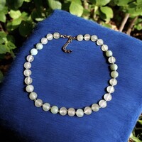 Blue knotted necklace made of aquamarine stones, blue gemstone necklace, aquamarine bead necklace