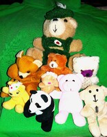 Antik és retro játék MACI medve gyűjtemény plüss figura csomag 9 db EGYBE