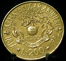 Olaszország 200 Líra, 1994 180 éves a Carabinieri (Karabélyosok hadteste = Csendőrség) E05E4