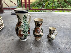 Madaras 3 db virágos Korondi kerámia  bokály dísz falusi paraszti hagyaték falusi köcsög