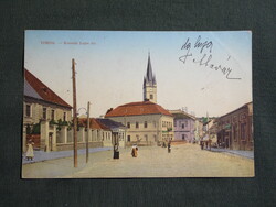 Képeslap,Románia,Torda,Turda,Kossuth Lajos tér látkép,részlet,1914-