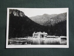 Képeslap,Románia,Tusnádfürdő,Csukás tó,strand látkép,részlet,Gáll Bála fényképész kiadás,1940-