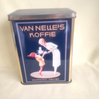 Vintage fémdoboz, zeás, kávés doboz, Van Nelle's koffie