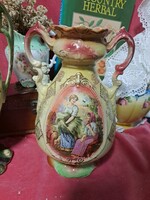 Antik, jelenetes angol fajansz váza